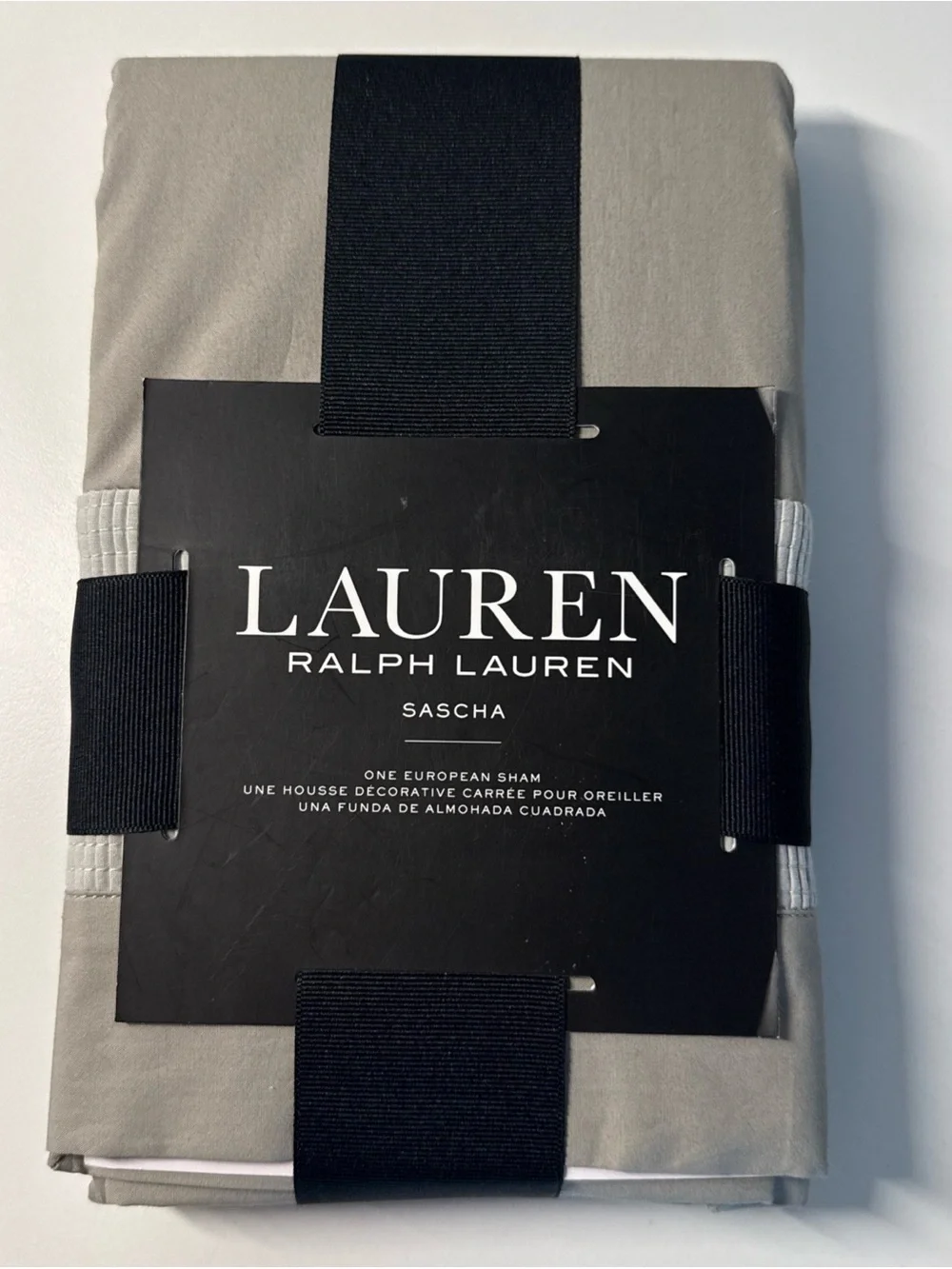 Lauren Ralph Lauren Sascha Stone Grey Euro Pillow Sham Cotton NEW $135